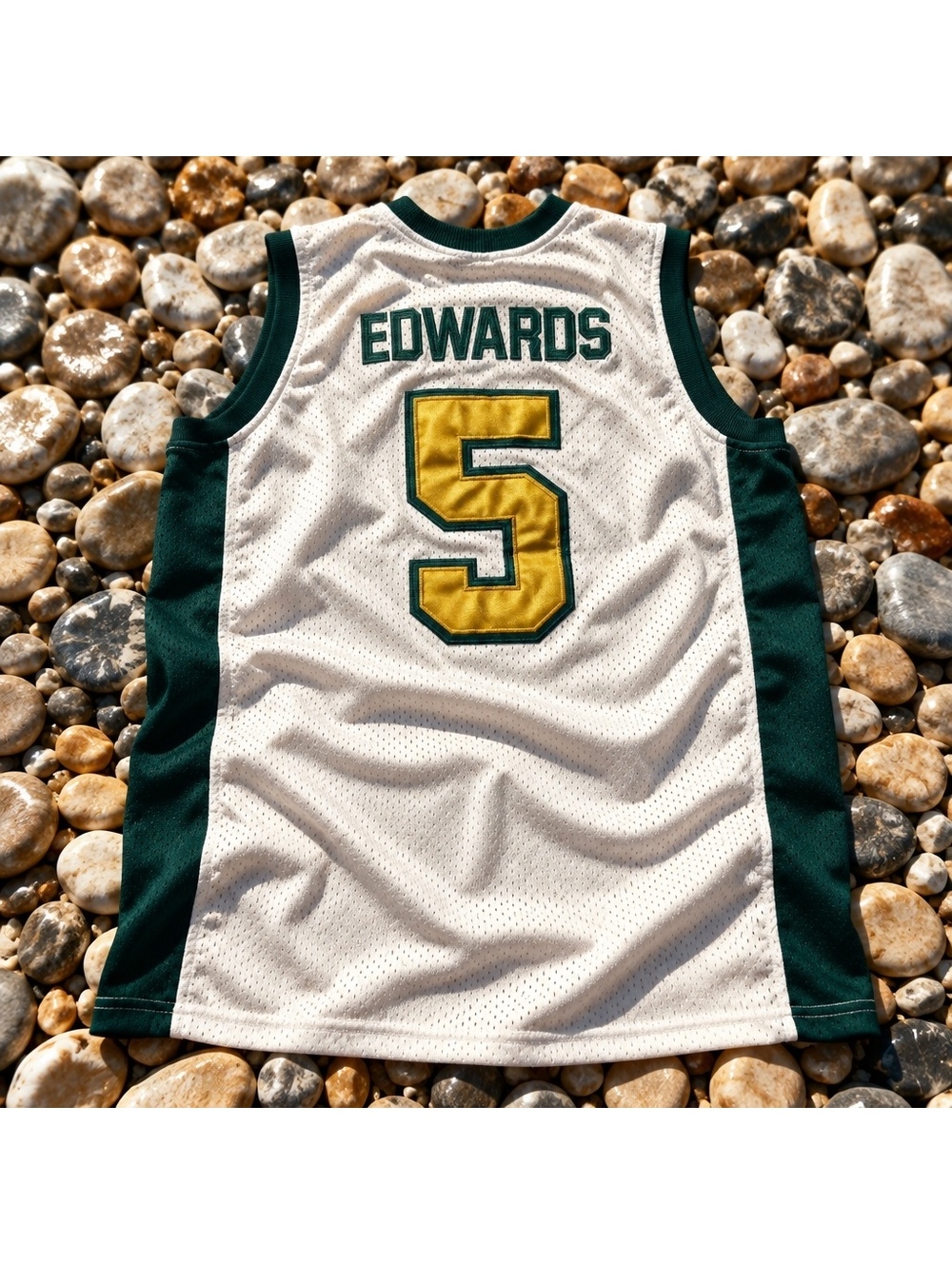$125 ANT EDWARDS 2XL Holy Spirit Prep 5 basketball jersey white green gold
